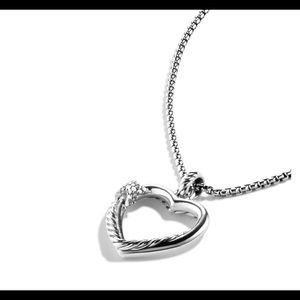 David Yurman criss cross diamond heart shaped necklace- 0.06 carats